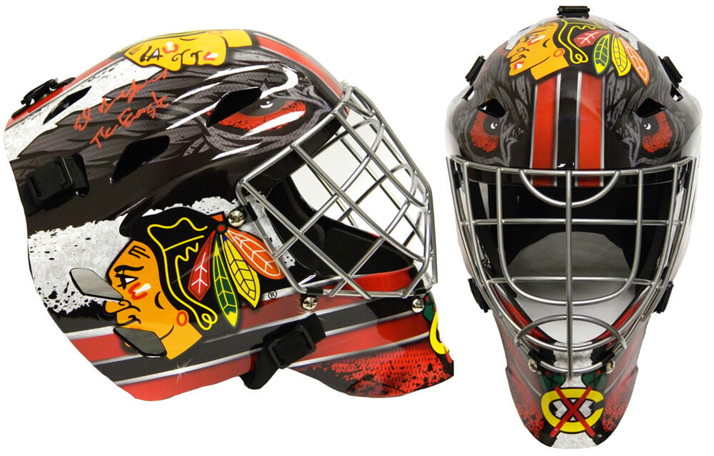 Ed Belfour Signed Chicago Blackhawks Franklin Replica Hockey Goalie Mask w/The Eagle - BELMAS410 - Ed Belfour Signed Chicago Blackhawks Franklin Replica Hockey Goalie Mask w/The Eagle product image
