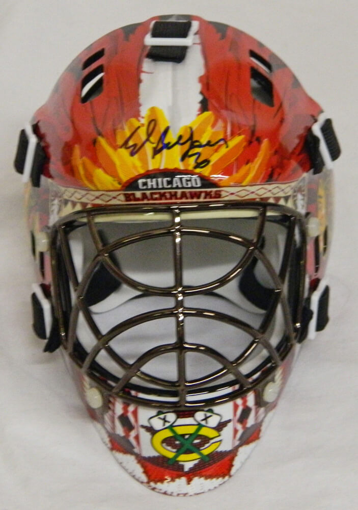 Ed Belfour Signed Chicago Blackhawks Mini Goalie Mask - BELMIN400 - Ed Belfour Signed Chicago Blackhawks Mini Goalie Mask product image