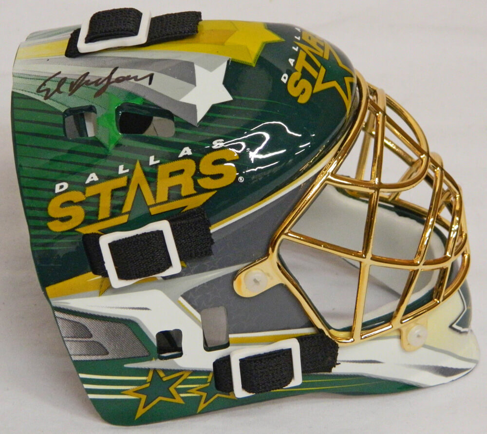 Ed Belfour Signed Dallas Stars Mini Goalie Mask - BELMIN401 - Ed Belfour Signed Dallas Stars Mini Goalie Mask product image