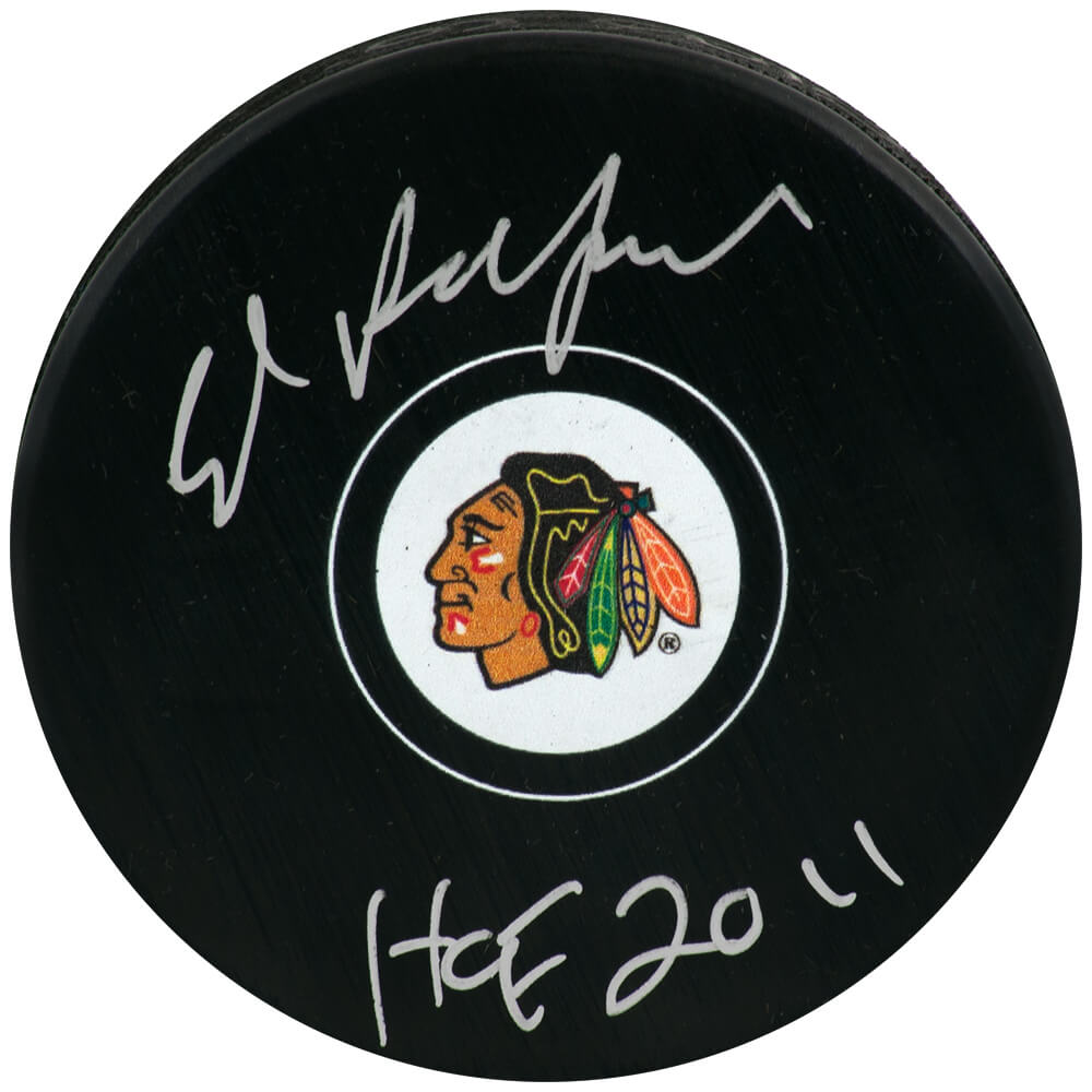 Ed Belfour Signed Chicago Blackhawks Logo Hockey Puck w/HOF 2011 - BELPUC401 - Ed Belfour Signed Chicago Blackhawks Logo Hockey Puck w/HOF 2011 product image