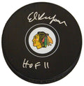 Ed Belfour Signed Chicago Blackhawks Logo Hockey Puck w/HOF 11 - BELPUC405 - Ed Belfour Signed Chicago Blackhawks Logo Hockey Puck w/HOF 11 product image