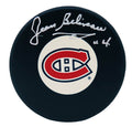 Jean Beliveau Signed Montreal Canadiens Logo Hockey Puck - BELPUC421 - Jean Beliveau Signed Montreal Canadiens Logo Hockey Puck product image