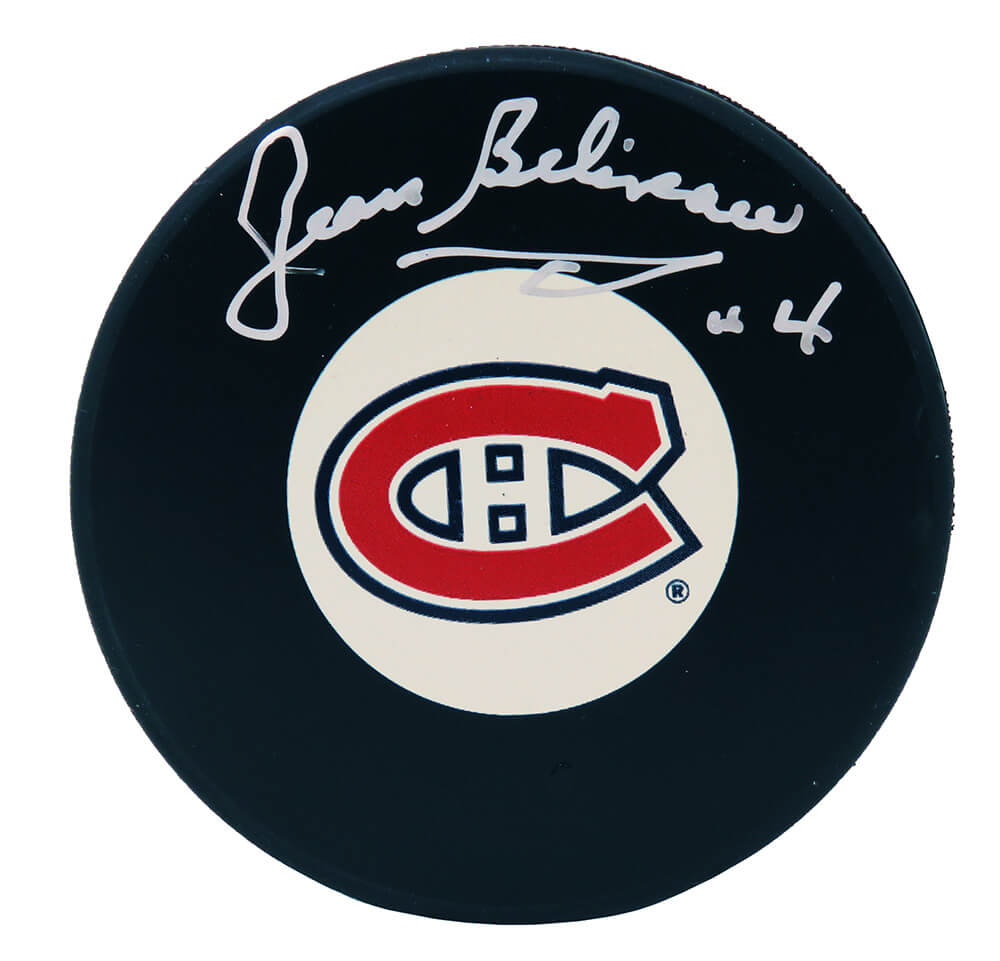 Jean Beliveau Signed Montreal Canadiens Logo Hockey Puck - BELPUC421 - Jean Beliveau Signed Montreal Canadiens Logo Hockey Puck product image