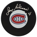Jean Beliveau Signed Montreal Canadiens Team Logo Hockey Puck - (BECKETT COA) - BELPUC422 - Jean Beliveau Signed Montreal Canadiens Team Logo Hockey Puck - (BECKETT COA) product image