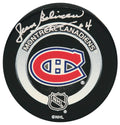 Jean Beliveau Signed Montreal Canadiens Team Logo Game Hockey Puck - (BECKETT COA) - BELPUC423 - Jean Beliveau Signed Montreal Canadiens Team Logo Game Hockey Puck - (BECKETT COA) product image