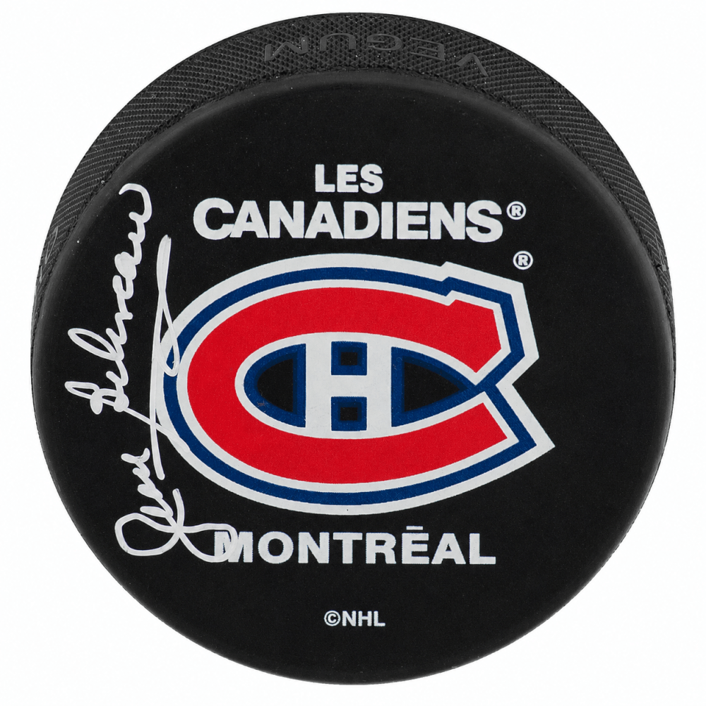 Jean Beliveau Signed Montreal Canadiens (Les Canadiens) Official Logo Hockey Puck - (PSA) - BELPUC424 - Jean Beliveau Signed Montreal Canadiens (Les Canadiens) Official Logo Hockey Puck - (PSA) product image