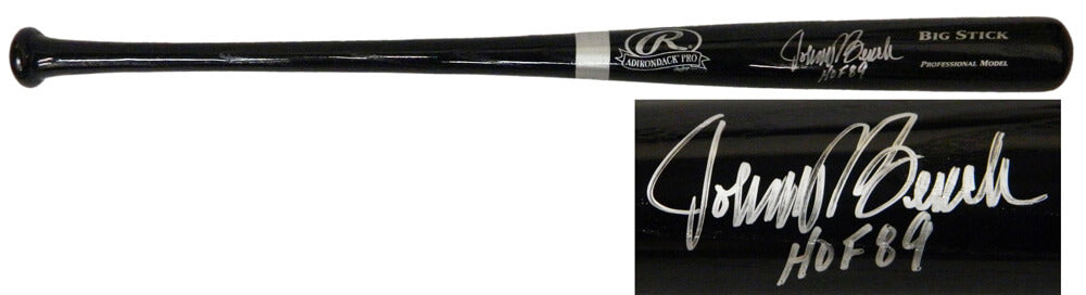 Johnny Bench Signed Rawlings Big Stick Black Baseball Bat w/HOF'89 - BENBAT100 - Johnny Bench Signed Rawlings Big Stick Black Baseball Bat w/HOF'89 product image