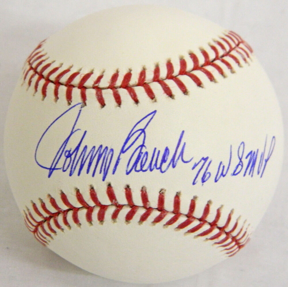 Johnny Bench Signed Official MLB Baseball w/'76 WS MVP - BENBSB101 - Johnny Bench Signed Official MLB Baseball w/'76 WS MVP product image
