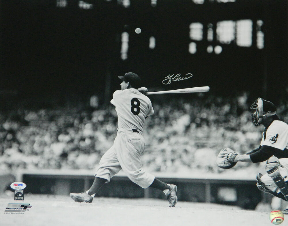 Yogi Berra Signed New York Yankees B&W Batting Actin 16x20 Photo - BER16P110 - Yogi Berra Signed New York Yankees B&W Batting Actin 16x20 Photo product image