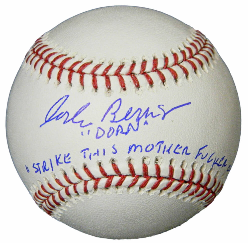Corbin Bernsen Signed Rawlings Official MLB Baseball w/Dorn, Strike This Mother F**er Out - BERBSB501 - Corbin Bernsen Signed Rawlings Official MLB Baseball w/Dorn, Strike This Mother F**er Out product image