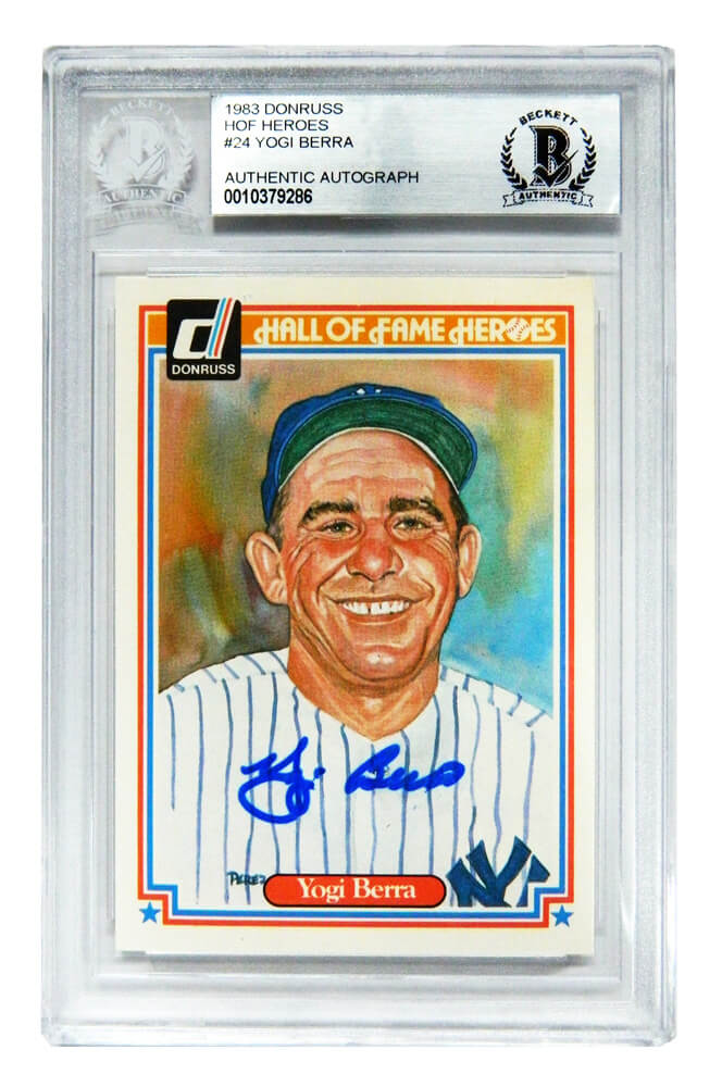 Yogi Berra Signed New York Yankees 1983 Donruss Trading Card #24 - (Beckett Encapsulated) - BERCAR101 - Yogi Berra Signed New York Yankees 1983 Donruss Trading Card #24 - (Beckett Encapsulated) product image