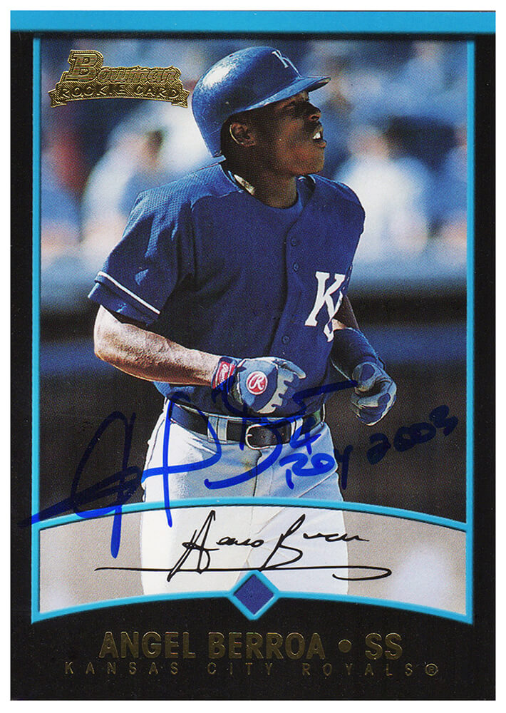 Angel Berroa Signed Kansas City Royals 2001 Bowman Baseball Rookie Trading Card #BDP14 w/ROY 2003 - BERCAR110 - Angel Berroa Signed Kansas City Royals 2001 Bowman Baseball Rookie Trading Card #BDP14 w/ROY 2003 product image