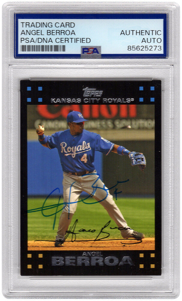 Angel Berroa Signed Kansas City Royals 2007 Topps Baseball Card #447- (PSA Encapsulated) - BERCAR112 - Angel Berroa Signed Kansas City Royals 2007 Topps Baseball Card #447- (PSA Encapsulated) product image