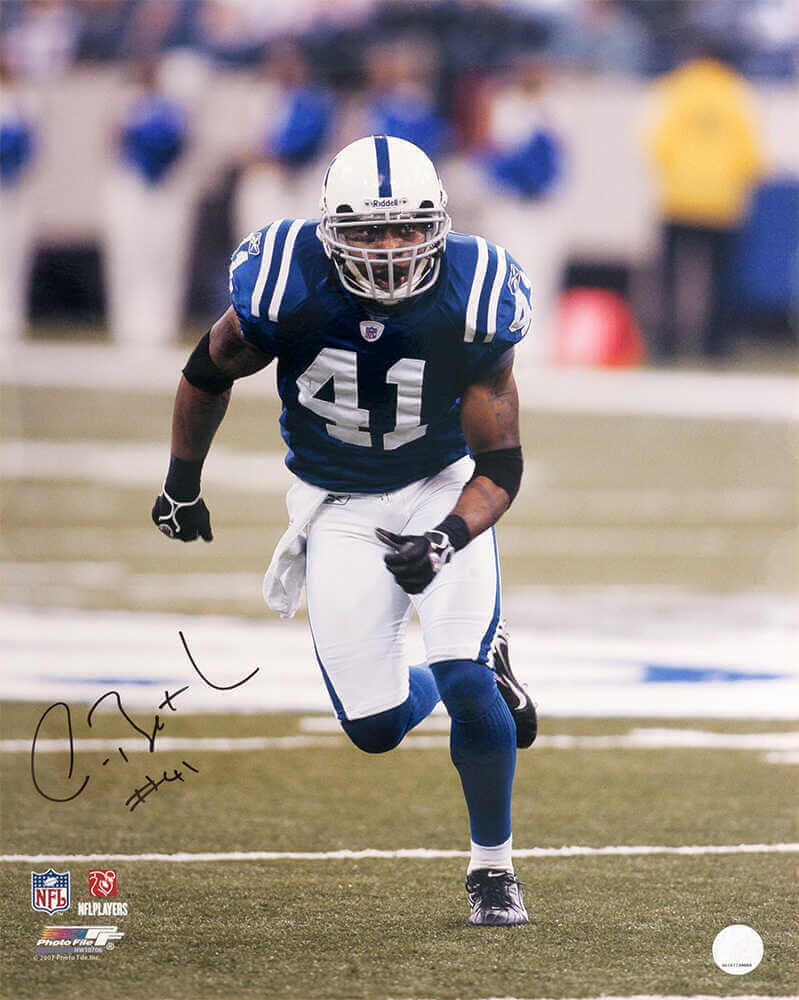 Antoine Bethea Signed Indianapolis Colts Blue Jersey Action 16x20 Photo - BET16P301 - Antoine Bethea Signed Indianapolis Colts Blue Jersey Action 16x20 Photo product image