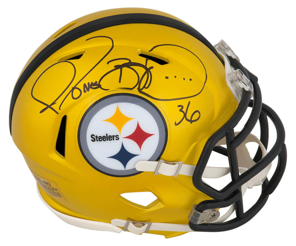 Jerome Bettis Signed Pittsburgh Steelers FLASH Riddell Speed Mini Helmet - BETMIN310 - Jerome Bettis Signed Pittsburgh Steelers FLASH Riddell Speed Mini Helmet product image