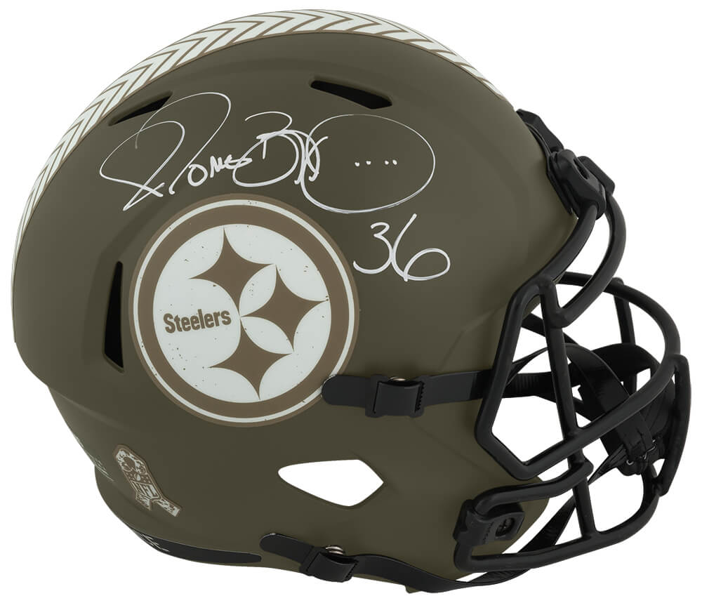 Jerome Bettis Signed Pittsburgh Steelers SALUTE Riddell Full Size Speed Replica Helmet - BETREP310 - Jerome Bettis Signed Pittsburgh Steelers SALUTE Riddell Full Size Speed Replica Helmet product image