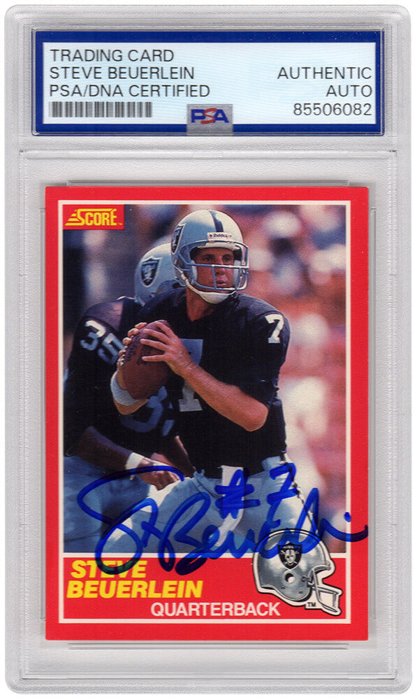 Steve Beuerlein Signed Oakland Raiders 1989 Score Football Rookie Trading Card #20 - (PSA Encapsulated) - BEUCAR301 - Steve Beuerlein Signed Oakland Raiders 1989 Score Football Rookie Trading Card #20 - (PSA Encapsulated) product image