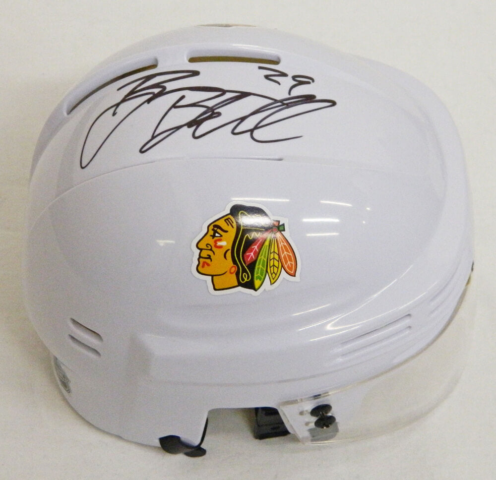 Bryan Bickell Signed Blackhawks White Hockey Mini Helmet - BICMIN400 - Bryan Bickell Signed Blackhawks White Hockey Mini Helmet product image