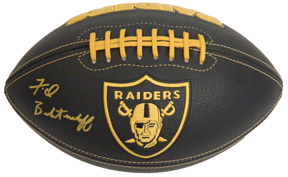 Fred Biletnikoff Signed Raiders Black Roadster Logo Football - BILFTB302 - Fred Biletnikoff Signed Raiders Black Roadster Logo Football product image