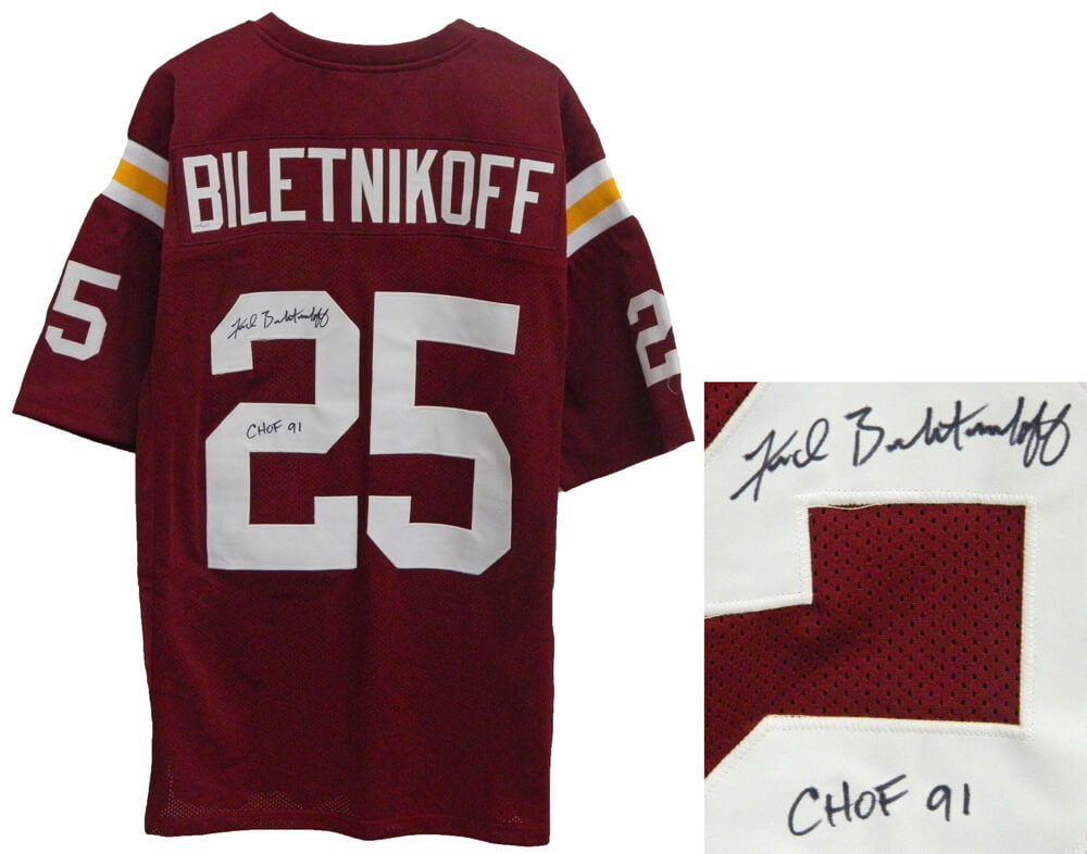 Fred Biletnikoff Signed Red Throwback Custom Football Jersey w/CHOF 91 - BILJRY301 - Fred Biletnikoff Signed Red Throwback Custom Football Jersey w/CHOF 91 product image