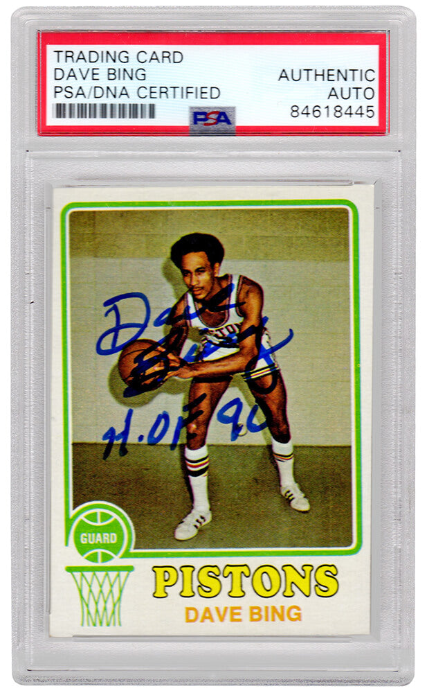 Dave Bing Signed Detroit Pistons 1973 Topps Basketball Card #170 w/HOF'90 - (PSA Encapsulated) - BINCAR203 - Dave Bing Signed Detroit Pistons 1973 Topps Basketball Card #170 w/HOF'90 - (PSA Encapsulated) product image