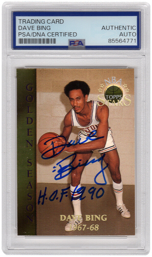 Dave Bing Signed Detroit Pistons 1996 Topps Stars Golden Season Basketball Card #57 w/HOF'90 - (PSA Encapsulated) - BINCAR205 - Dave Bing Signed Detroit Pistons 1996 Topps Stars Golden Season Basketball Card #57 w/HOF'90 - (PSA Encapsulated) product image