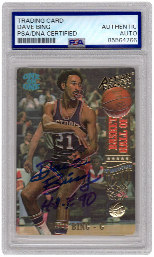 Dave Bing Signed Detroit Pistons 1993 Action Packed Hall of Fame Basketball Card #3 w/HOF'90 - (PSA Encapsulated) - BINCAR206 - Dave Bing Signed Detroit Pistons 1993 Action Packed Hall of Fame Basketball Card #3 w/HOF'90 - (PSA Encapsulated) product image