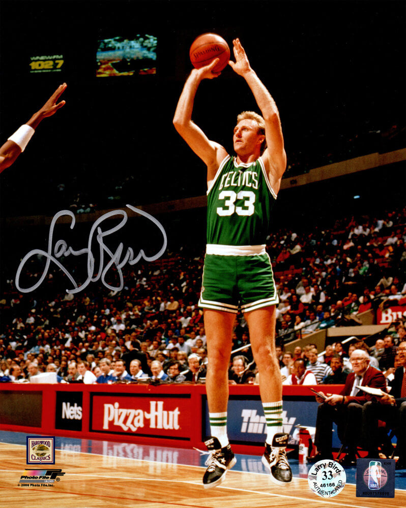 Larry Bird Signed Boston Celtics Green Jersey Jump Shot 8x10 Photo - BIR08P212 - Larry Bird Signed Boston Celtics Green Jersey Jump Shot 8x10 Photo product image