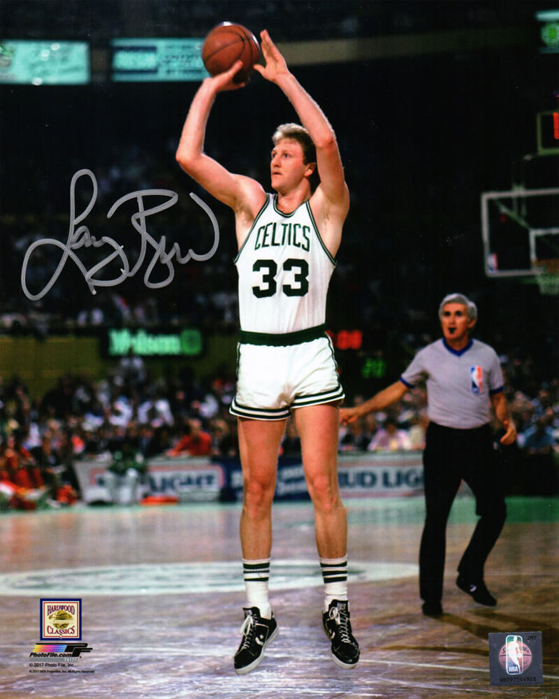 Larry Bird Signed Boston Celtics White Jersey Jump Shot 8x10 Photo - BIR08P215 - Larry Bird Signed Boston Celtics White Jersey Jump Shot 8x10 Photo product image