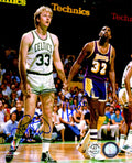 Larry Bird & Magic Johnson Dual Signed Boston Celtics vs Los Angeles Lakers 8x10 Photo - BIR08P222 - Larry Bird & Magic Johnson Dual Signed Boston Celtics vs Los Angeles Lakers 8x10 Photo product image