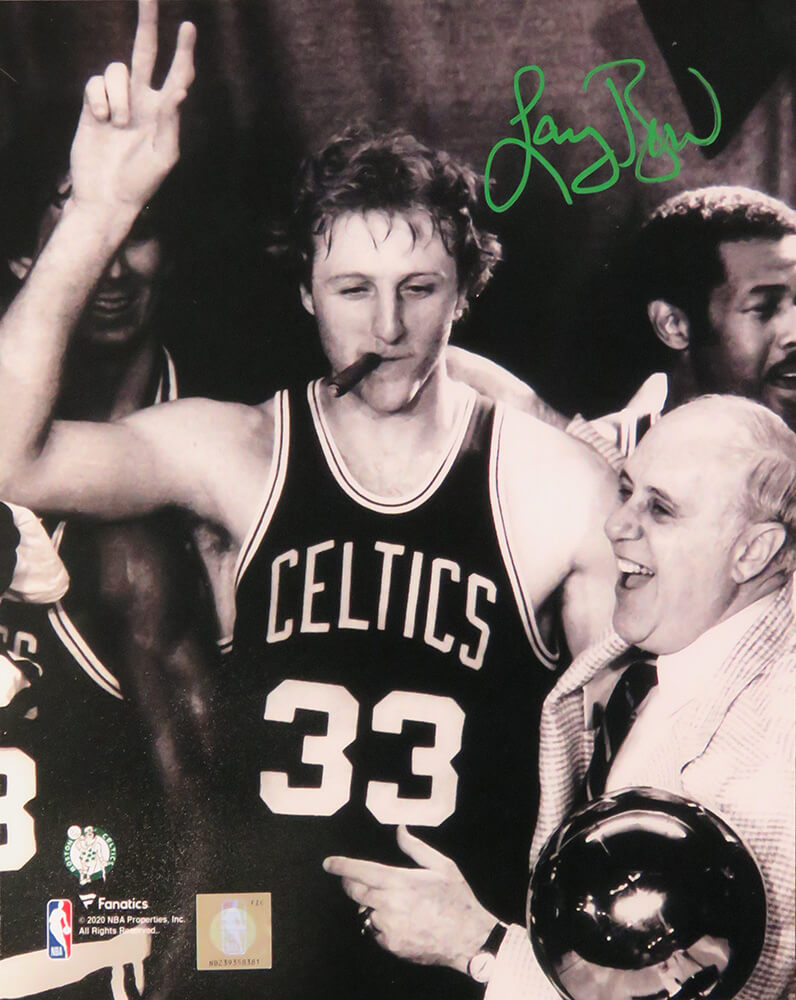 Larry Bird Signed Boston Celtics Cigar Celebration With Red Auerbach Black & White 8x10 Photo - BIR08P226 - Larry Bird Signed Boston Celtics Cigar Celebration With Red Auerbach Black & White 8x10 Photo product image