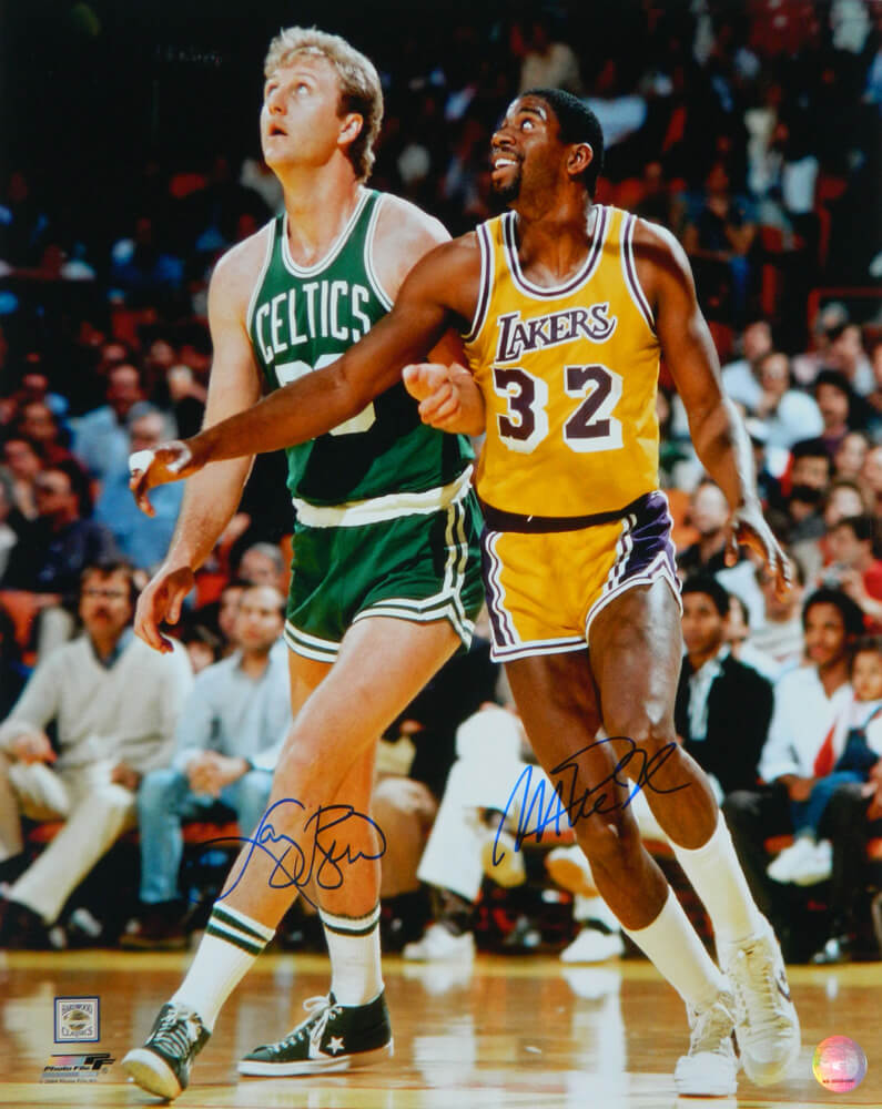 Larry Bird and Magic Johnson Dual-Signed NBA Action 16x20 Photo - BIR16P210 - Larry Bird and Magic Johnson Dual-Signed NBA Action 16x20 Photo product image