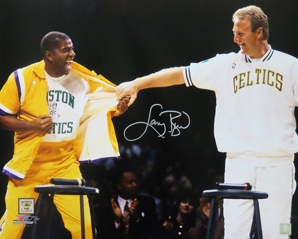 Larry Bird Signed Celtics Retire Night w/Magic Johnson 16x20 Photo - BIR16P257 - Larry Bird Signed Celtics Retire Night w/Magic Johnson 16x20 Photo product image