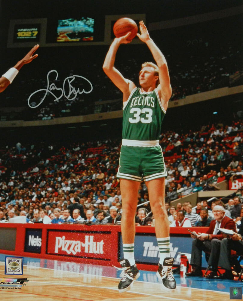 Larry Bird Signed Boston Celtics Green Jersey Jump Shot Action 16x20 Photo - BIR16P247 - Larry Bird Signed Boston Celtics Green Jersey Jump Shot Action 16x20 Photo product image