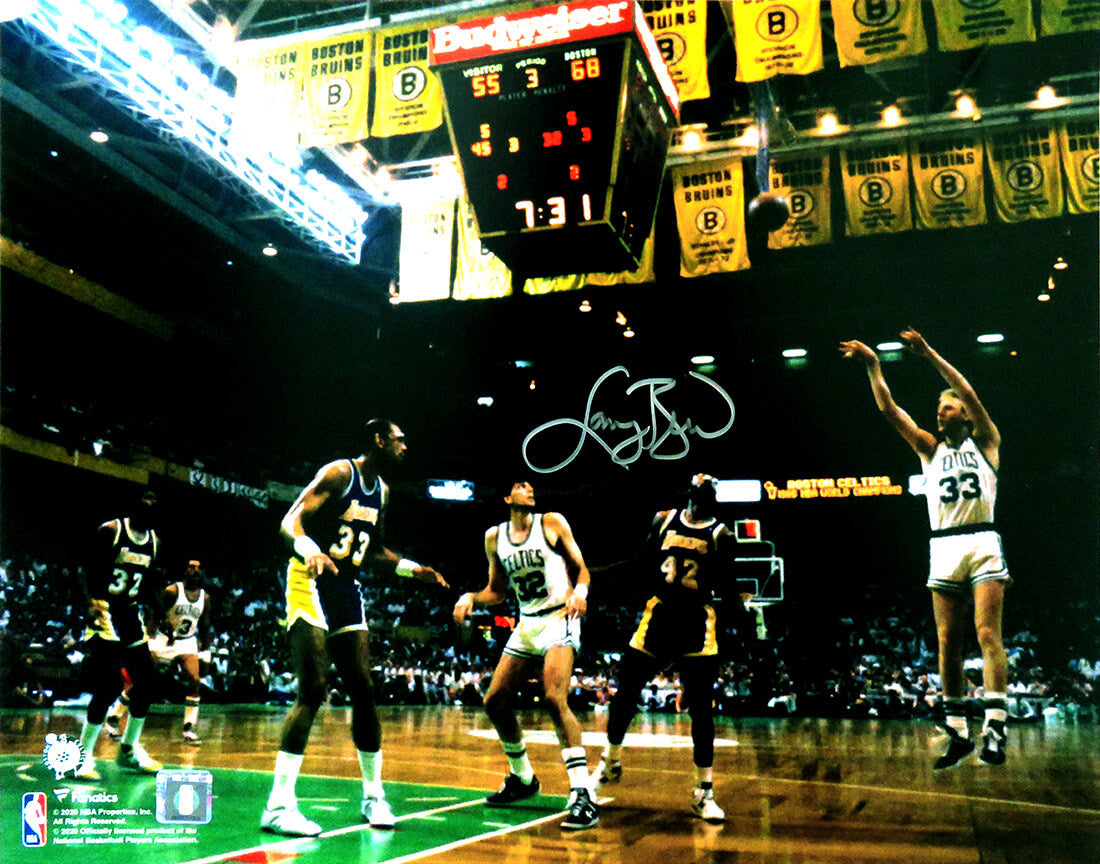 Larry Bird Signed Celtics 3-Pt Shot vs Lakers 16x20 Photo - BIR16P258 - Larry Bird Signed Celtics 3-Pt Shot vs Lakers 16x20 Photo product image
