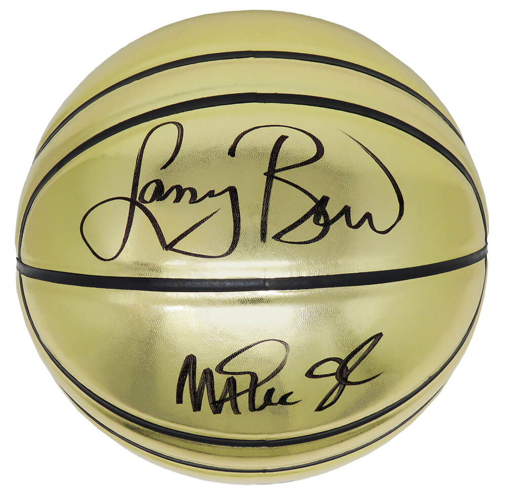 Larry Bird & Magic Johnson Dual Signed Molten Gold Official Size Basketball - BIRBSK230 - Larry Bird & Magic Johnson Dual Signed Molten Gold Official Size Basketball product image