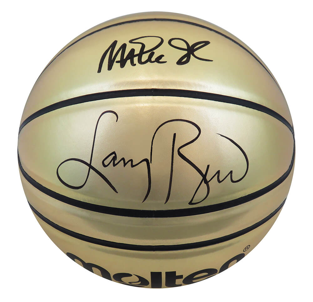 Larry Bird & Magic Johnson Signed Molten Gold Official Size Basketball - BIRBSK232 - Larry Bird & Magic Johnson Signed Molten Gold Official Size Basketball product image