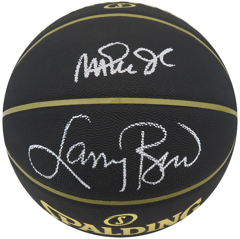 Larry Bird & Magic Johnson Dual Signed Spalding Elevation Black NBA Basketball - BIRBSK235 - Larry Bird & Magic Johnson Dual Signed Spalding Elevation Black NBA Basketball product image