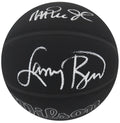 Larry Bird & Magic Johnson Signed Wilson I/O Black 75th Anniversary Logo NBA Basketball - BIRBSK237 - Larry Bird & Magic Johnson Signed Wilson I/O Black 75th Anniversary Logo NBA Basketball product image
