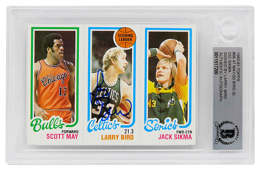 Larry Bird Signed Boston Celtics 1980 Topps Rookie Card #30 - (Beckett Encapsulated) - BIRCAR209 - Larry Bird Signed Boston Celtics 1980 Topps Rookie Card #30 - (Beckett Encapsulated) product image