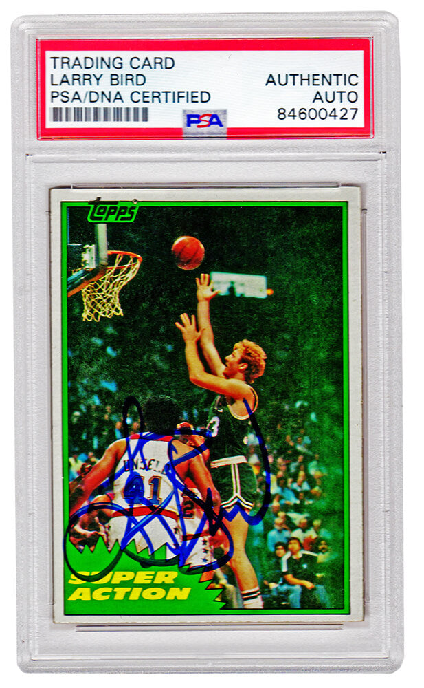 Larry Bird Signed Boston Celtics 1981 Topps Super Action Basketball Card #101 (PSA/DNA Encapsulated) - BIRCAR213 - Larry Bird Signed Boston Celtics 1981 Topps Super Action Basketball Card #101 (PSA/DNA Encapsulated) product image