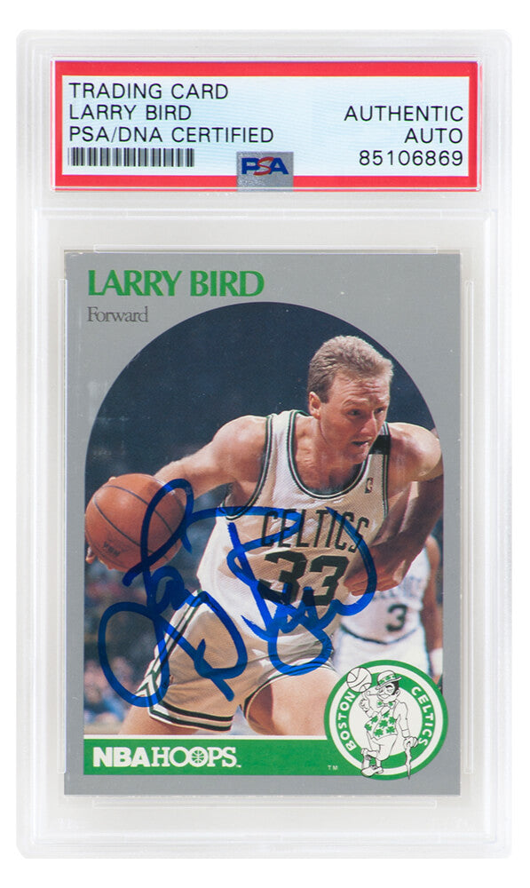 Larry Bird Signed Boston Celtics 1990 NBA Hoops Basketball Card #39 - (PSA/DNA Encapsulated) - BIRCAR216 - Larry Bird Signed Boston Celtics 1990 NBA Hoops Basketball Card #39 - (PSA/DNA Encapsulated) product image