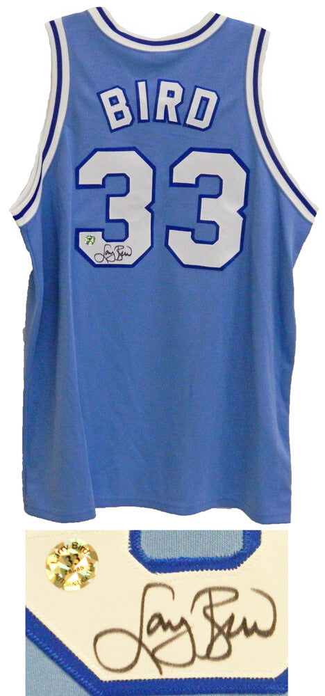 Larry Bird Signed Indiana State Majestic Blue Jersey - BIRJRY201 - Larry Bird Signed Indiana State Majestic Blue Jersey product image