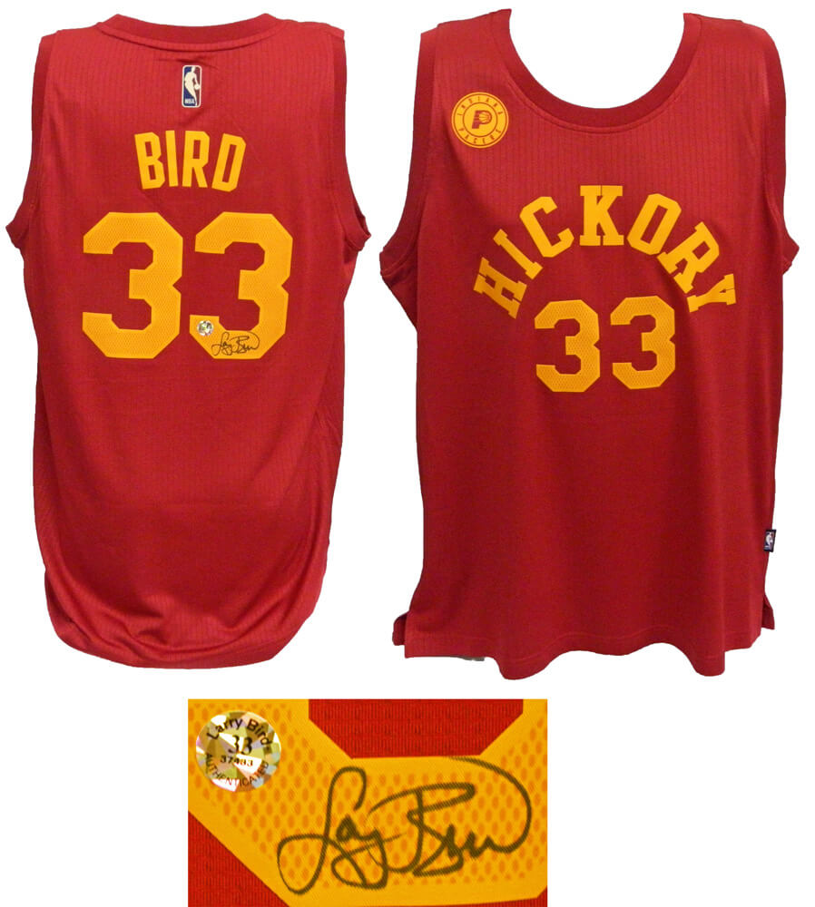 Larry Bird Signed Indiana Pacers Hoosiers Hickory Official Adidas Red Premier Basketball Jersey - BIRJRY204 - Larry Bird Signed Indiana Pacers Hoosiers Hickory Official Adidas Red Premier Basketball Jersey product image