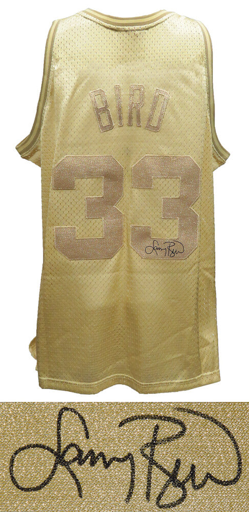 Larry Bird Signed Boston Celtics Gold Mitchell & Ness NBA Swingman Jersey - BIRJRY208 - Larry Bird Signed Boston Celtics Gold Mitchell & Ness NBA Swingman Jersey product image