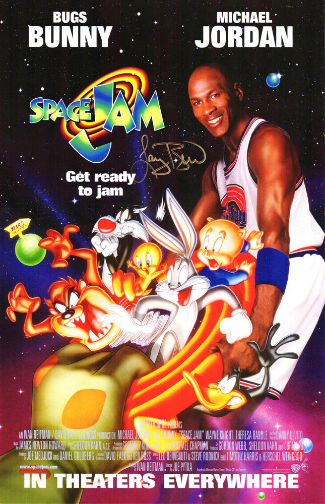 Larry Bird Signed Space Jam 11x17 Movie Poster (In Gold) - BIRPST201 - Larry Bird Signed Space Jam 11x17 Movie Poster (In Gold) product image