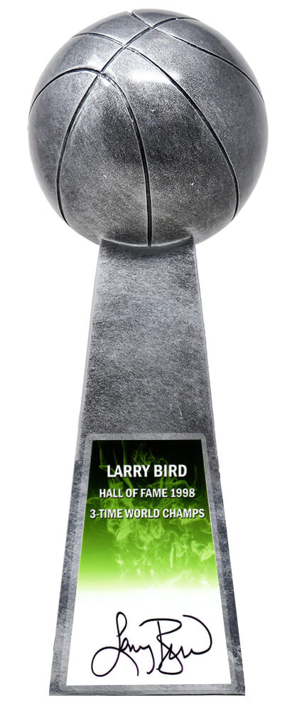 Larry Bird Signed Basketball Champion 14 Inch Replica Silver Trophy (Celtics) - BIRTRO200 - Larry Bird Signed Basketball Champion 14 Inch Replica Silver Trophy (Celtics) product image