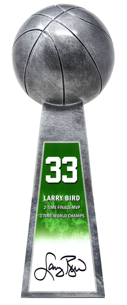 Larry Bird Signed Basketball Champion 14 Inch Replica Silver Trophy - BIRTRO201 - Larry Bird Signed Basketball Champion 14 Inch Replica Silver Trophy product image