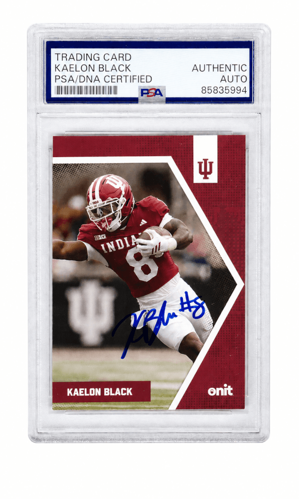 Kaelon Black Signed Indiana Hoosiers 2025 Onit Football Card #B34 - (PSA Encapsulated) - BLACAR312 - Kaelon Black Signed Indiana Hoosiers 2025 Onit Football Card #B34 - (PSA Encapsulated) product image