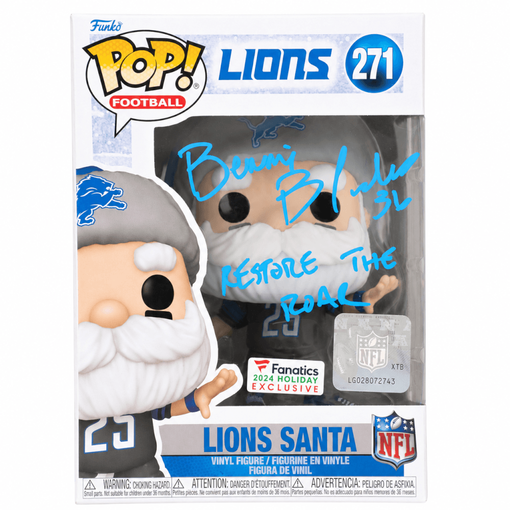 Bennie Blades Signed Detroit Lions SANTA Funko Pop Doll #271 w/Restore The Roar - BLAFUN300 - Bennie Blades Signed Detroit Lions SANTA Funko Pop Doll #271 w/Restore The Roar product image